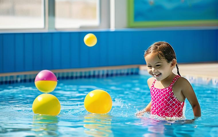 수영강사로서의 지속적인 자기계발 - **Prompt: Joyful "Aisance Aquatique" for Toddlers**
"A vibrant, high-resolution photograph captu...