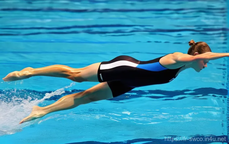 수영강사 물리학 활용 사례 - **"Propulsion Power: The Efficient Water Catch"**
    "A highly detailed, cinematic underwater photo...