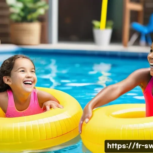 수영강사로 성공하기 위한 5가지 팁 - **Prompt:** A vibrant, heartwarming scene in a bright indoor swimming pool. A diverse group of four ...